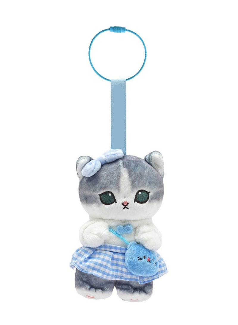 10cm Saturday Blue Cat Pendant Keychain Plush Doll Backpack Accessories Bag Pendant Cartoon Bag Accessories Doll Gift  - Image 1