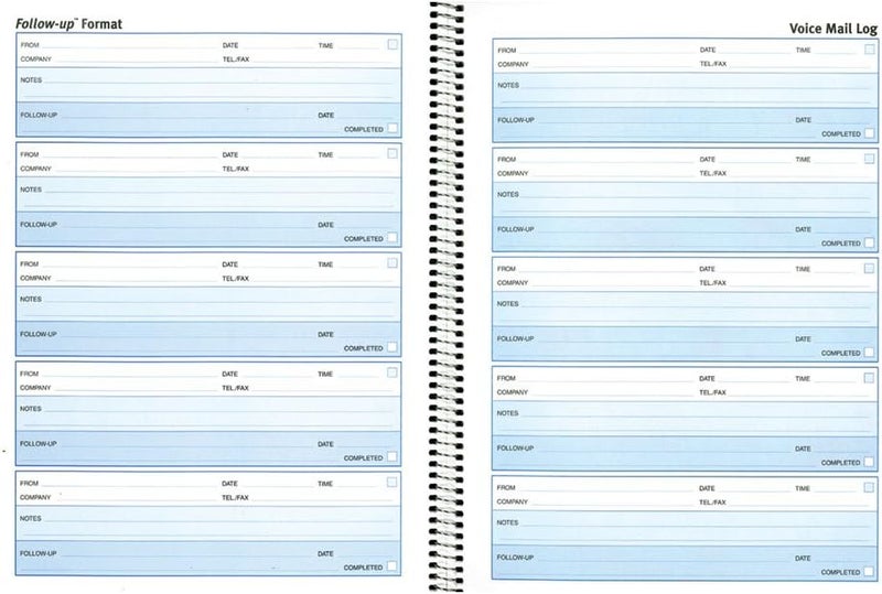 Rediform Follow-Up Voice Mail Log, Flexible Cover, Spiral Binding, 10.625" x 8", 500 Messages (51114) - Image 1