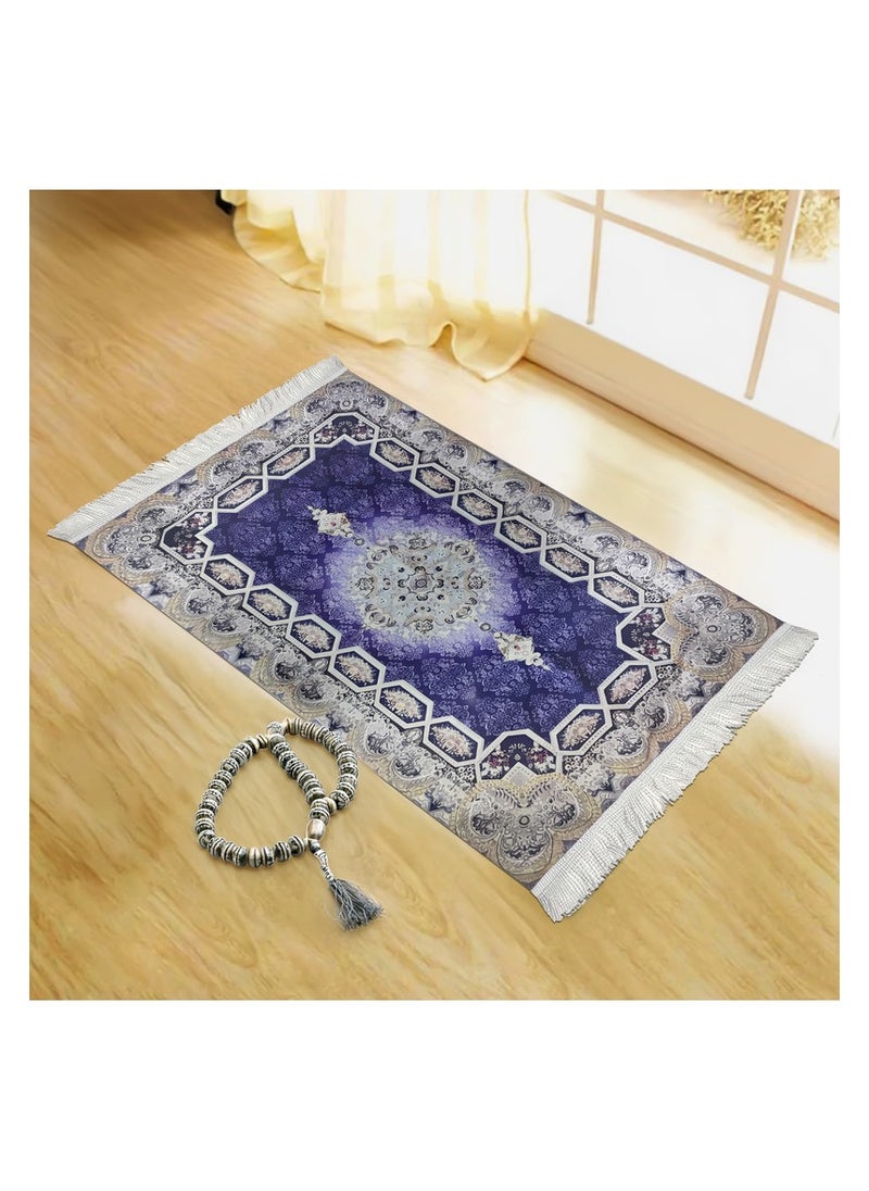 انتكس بيت الستائر سجادة صلاة من INtex Home Velvet - قماش مطبوع مبطن بطبقة مانعة للانزلاق - تصميم تركي عصري - 70 × 110 سم  - Image 1