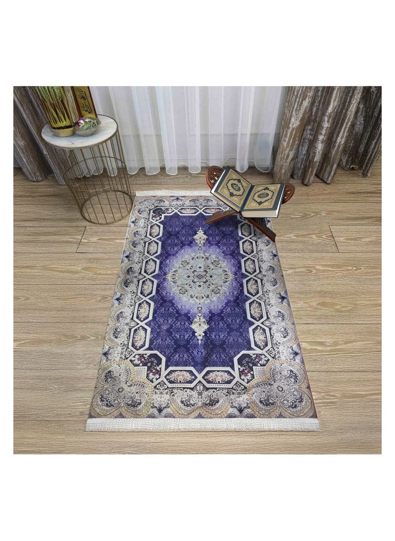  انتكس بيت الستائر سجادة صلاة من INtex Home Velvet - قماش مطبوع مبطن بطبقة مانعة للانزلاق - تصميم تركي عصري - 70 × 110 سم  - Image 2