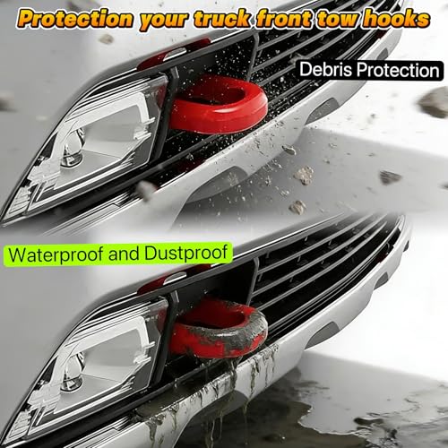 Yinnianets Custom Tow Hook Covers Fits for 2020-2026 Chevy Silverado 2500/3500 HD,Tow Hitch Cover Car Tow Hooks Compatible with Chevrolet Silverado 2500/3500 HD Accessories 2020-2026 (Red) - Image 5