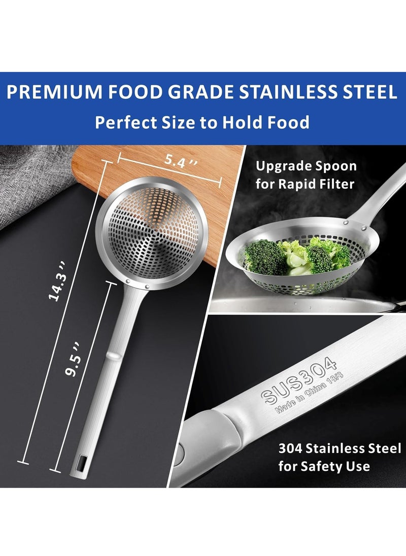 MIXDE - Spoon,304 Stainless Steel Durable Cooking Frying Colander,Rustproof Large Scoop Kitchen Strainer Fryer With Vacuum Ergonomic Handle 14.3 Inches - Image 1