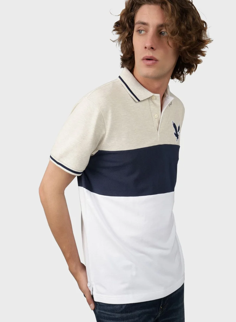 American Eagle Logo Colorblock Polo Shirt