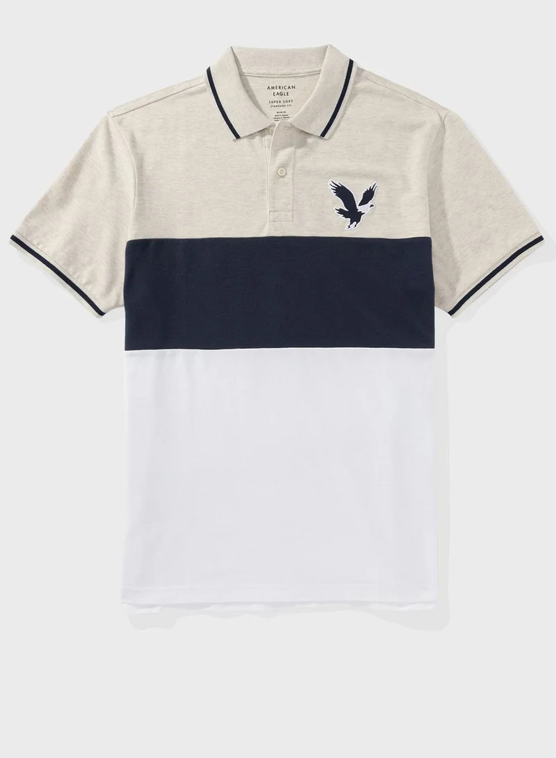 American Eagle Logo Colorblock Polo Shirt