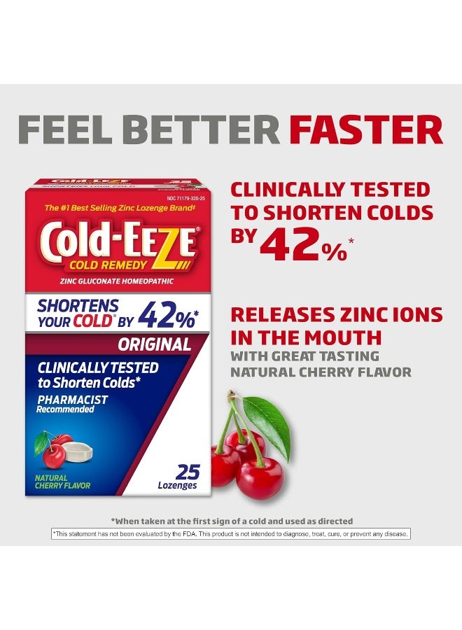 Cold-EEZE Natural Cherry Zinc Lozenges, Homeopathic Cold Remedy, Reduces Duration of the Common Cold, Sore Throat, Cough, Congestion and Post Nasal Drip, 25 Count - Image 3