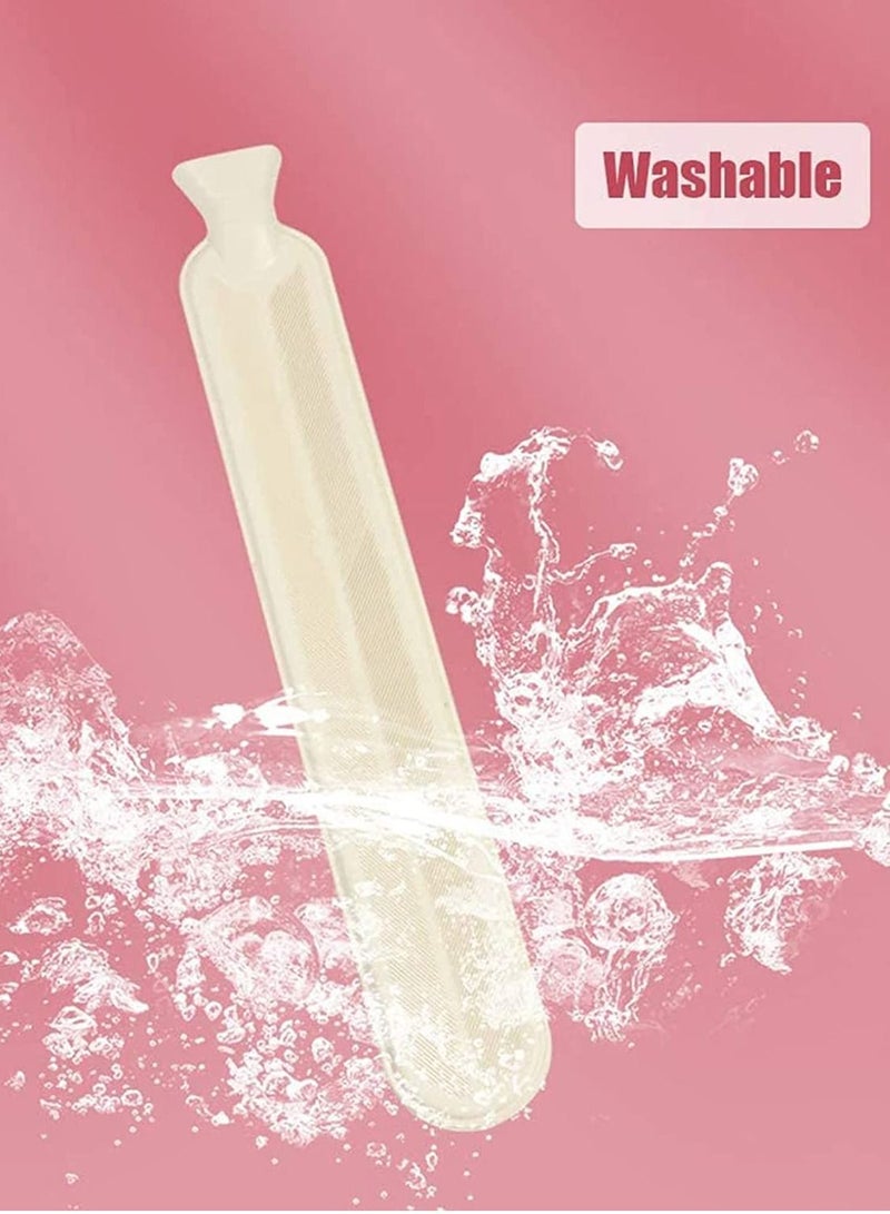 KASTWAVE Hot Water Bottle with Plush Cover 1L Long Strip Rubber Hot Water Bag Heat Compress Pain Relief for Abdomen Necks Shoulders Hands Feet Gifts  - Image 5