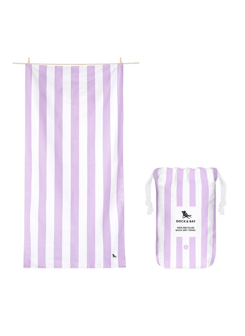 Dock & Bay Dock & Bay Beach Towel, Super Absorbent, Quick Dry, Sand Free, Compact & Lightweight, 100% Recycled Materials, Includes bag - Large (160x90cm) - LOMBOK LILAC  - Image 1