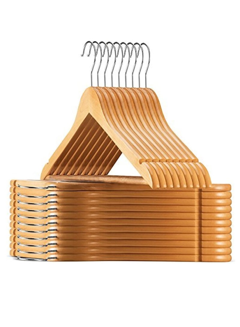 30 Pcs Wooden Suit Hangers,Smooth Surface 360° Swivel Hook Solid Wood Coat Hangers with Shoulder Grooves and Anti-Slip Bar,Vintage Heavy-duty Wooden Coat Hangers,for Suits, Coats, Jackets, Shirts