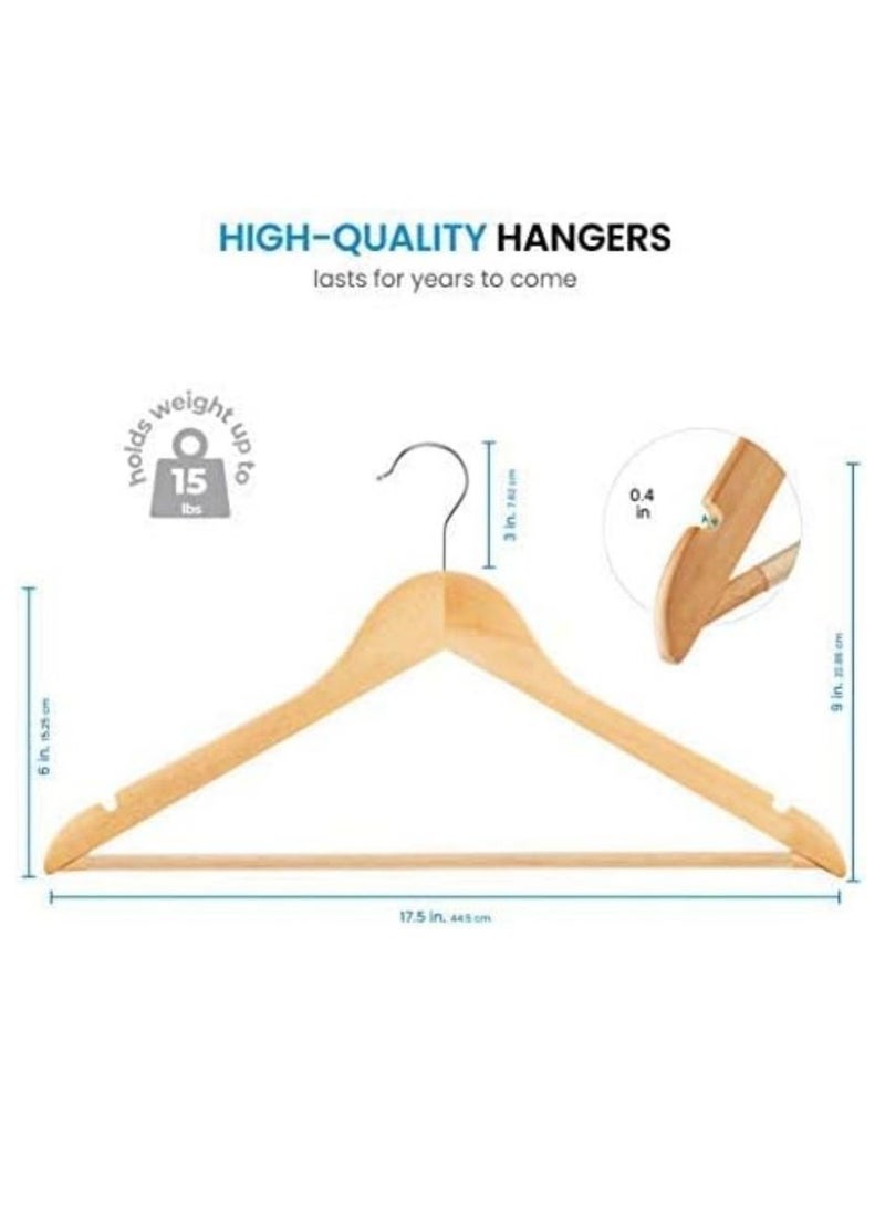 30 Pcs Wooden Suit Hangers,Smooth Surface 360° Swivel Hook Solid Wood Coat Hangers with Shoulder Grooves and Anti-Slip Bar,Vintage Heavy-duty Wooden Coat Hangers,for Suits, Coats, Jackets, Shirts