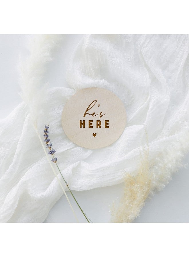 The Cotton & Canvas Co. The Cotton & Canvas Co. He's Here Newborn Baby Boy Announcement, Nursery Sign, Cute Nursery Decor, Baby Shower, Modern, Wooden Plaque, Birth Prop, New Mom Gift - Image 3
