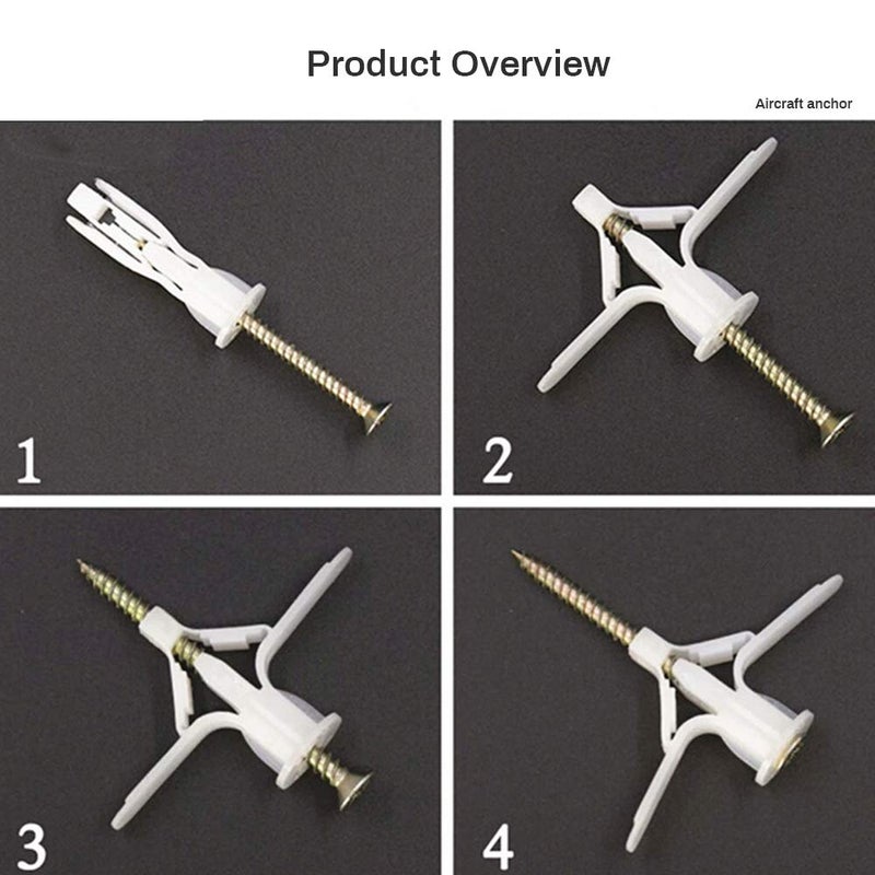 BICMTE Drywall Anchor kit - Hollow Wall Anchors with Screws ，self-Drilling Hollow Wall Anchor, for Drywall，Nylon - Plastic - Buildex，all-60 pcs (Anchor 30+Screw 30) - Image 5