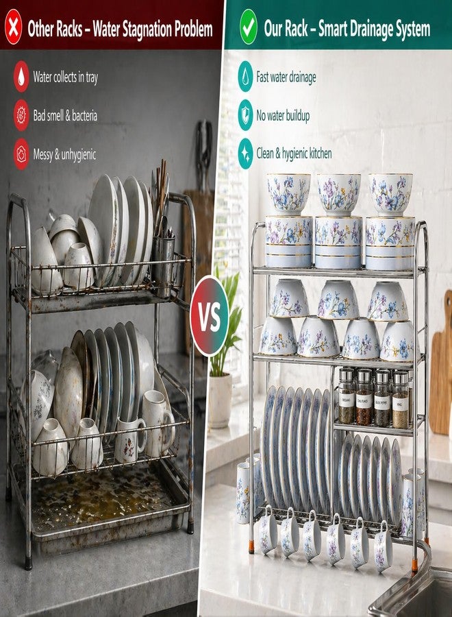 AVAIL Wall Mount Kitchen Utensils 4 Shelf Dish Rack | 24x24 Wall Mount Dish/Plate Cutlery/Storage/Modern Stand Pack of 1 - Image 5