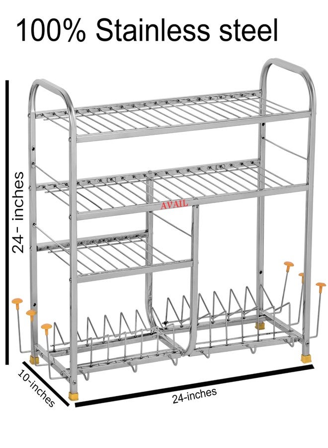 AVAIL Wall Mount Kitchen Utensils 4 Shelf Dish Rack | 24x24 Wall Mount Dish/Plate Cutlery/Storage/Modern Stand Pack of 1 - Image 2