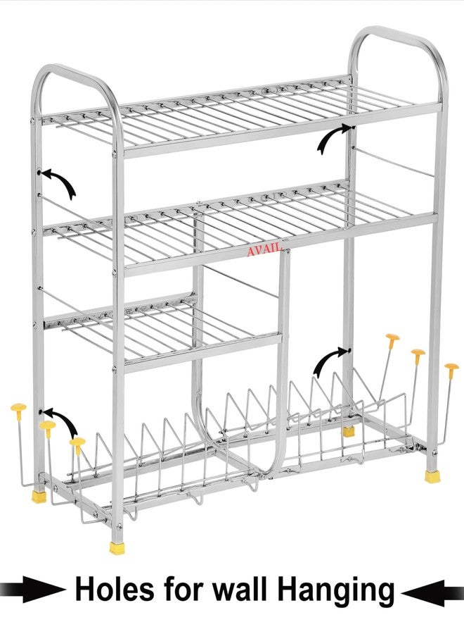 AVAIL Wall Mount Kitchen Utensils 4 Shelf Dish Rack | 24x24 Wall Mount Dish/Plate Cutlery/Storage/Modern Stand Pack of 1 - Image 4
