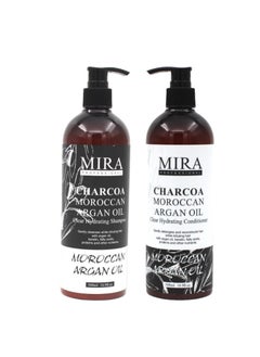 Mira Argan and charcoal set from Mira, shampoo 500 ml and conditioner 500 ml Serum 100 ml mask 500 ml  - Image 2