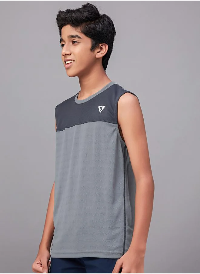 Technosport Color Block Crew Neck Sleeveless T-Shirt