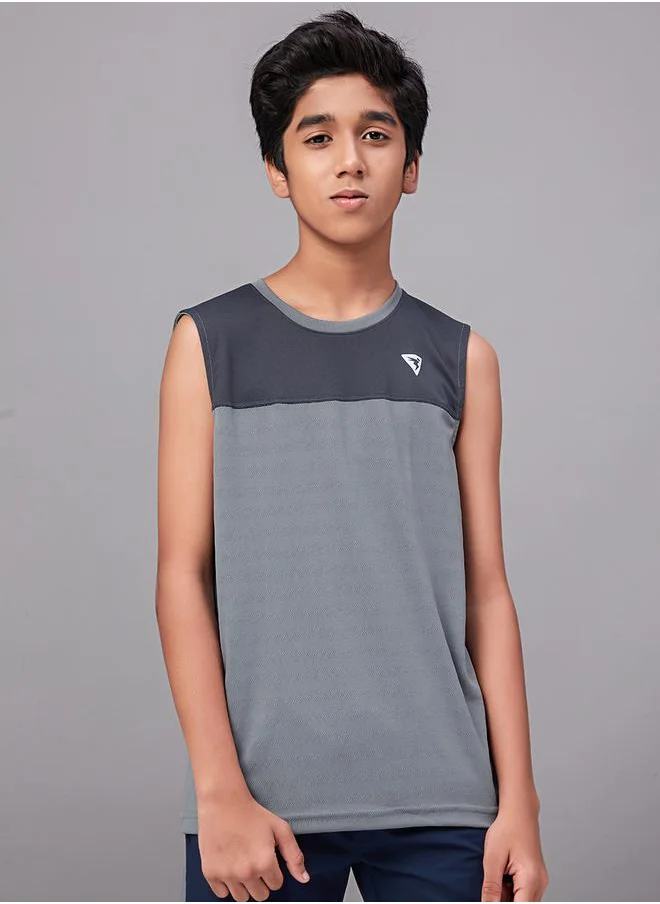 Technosport Color Block Crew Neck Sleeveless T-Shirt