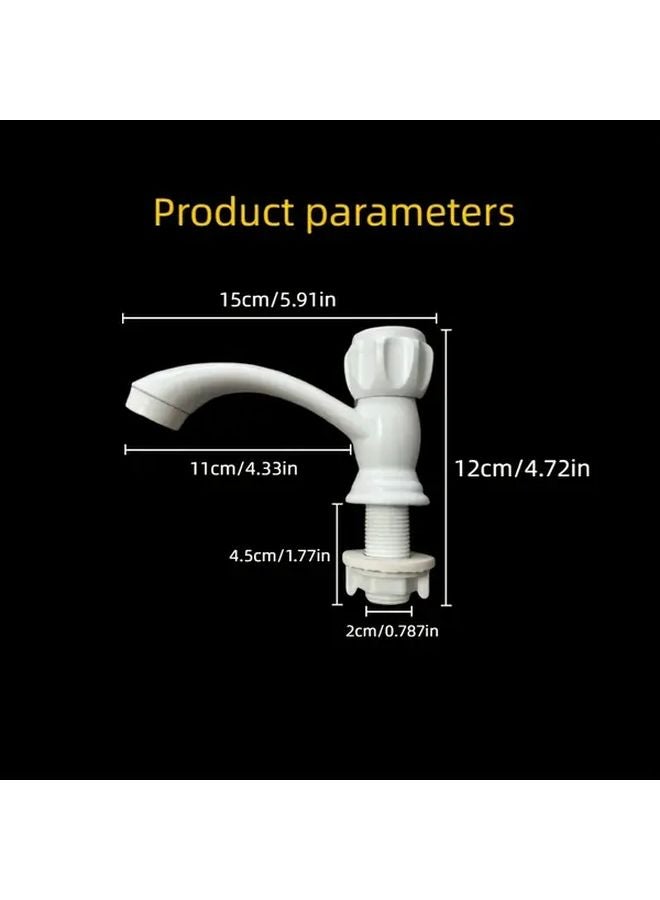 حنفية ماء بارد ذات مقبض واحد، تركيب سريع، بلاستيك أبيض، للتركيب بفتحة واحدة، قطعة واحدة - Image 4