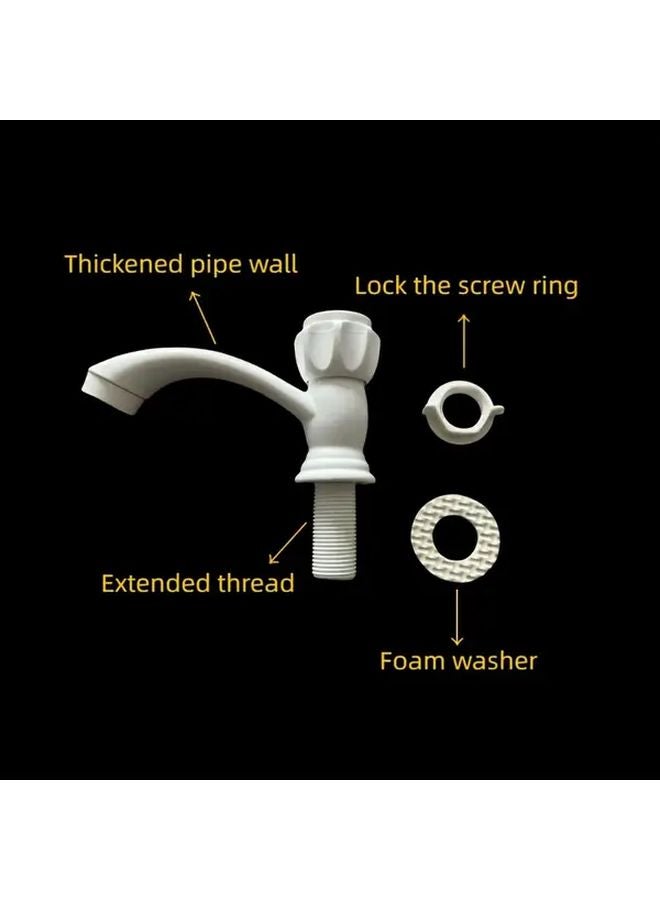 حنفية ماء بارد ذات مقبض واحد، تركيب سريع، بلاستيك أبيض، للتركيب بفتحة واحدة، قطعة واحدة - Image 5