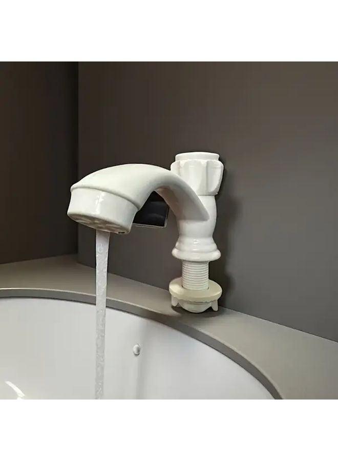 حنفية ماء بارد ذات مقبض واحد، تركيب سريع، بلاستيك أبيض، للتركيب بفتحة واحدة، قطعة واحدة - Image 3