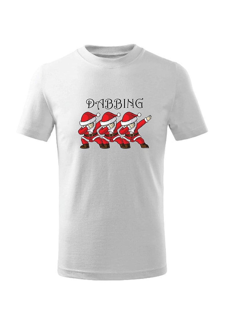 PRINTSHOP4ME Dabbing Santa T-Shirt for Christmas suitable as Christmas Gift and Christmas Party Shirt for Adults White (Design 2) - Image 1