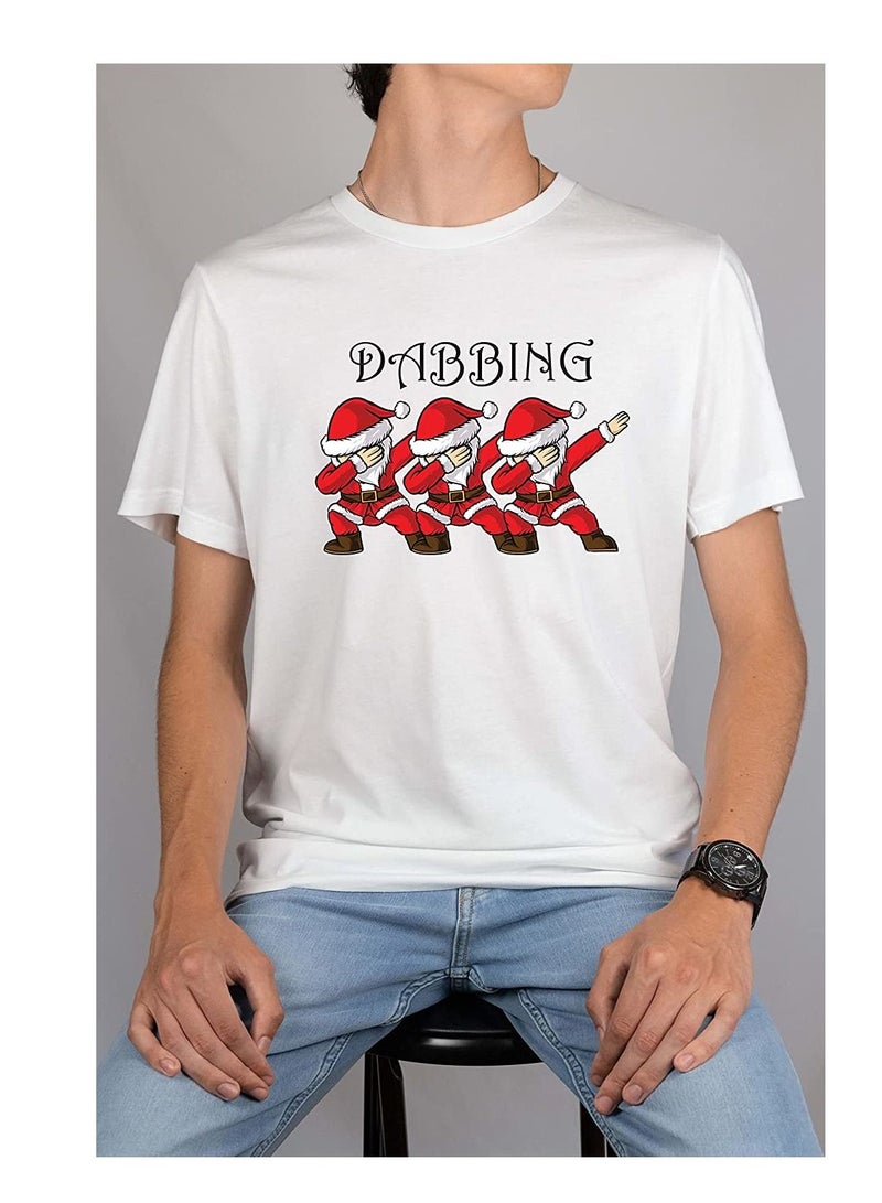 PRINTSHOP4ME Dabbing Santa T-Shirt for Christmas suitable as Christmas Gift and Christmas Party Shirt for Adults White (Design 2) - Image 3