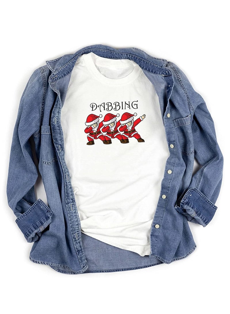 PRINTSHOP4ME Dabbing Santa T-Shirt for Christmas suitable as Christmas Gift and Christmas Party Shirt for Adults White (Design 2) - Image 2