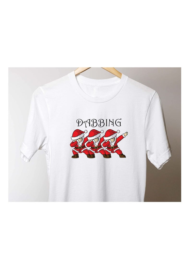PRINTSHOP4ME Dabbing Santa T-Shirt for Christmas suitable as Christmas Gift and Christmas Party Shirt for Adults White (Design 2) - Image 4