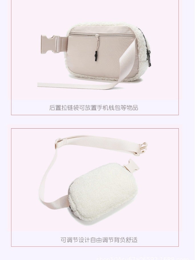 Lulu Same Style Waist Bag Sports Chest Bag Outdoor Little Girl Bag Lambswool Casual Messenger Bag Lulu Waist Bag - Image 5