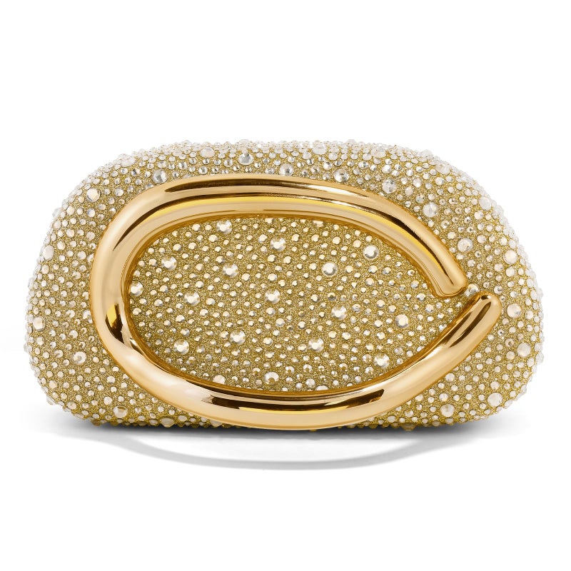 NEWROGENG Clutch Purses for Women Formal, Rhinestone Evening Bags with Chain, Trendy Metal Handle Purses and Handbags 2025, Gold - Image 1