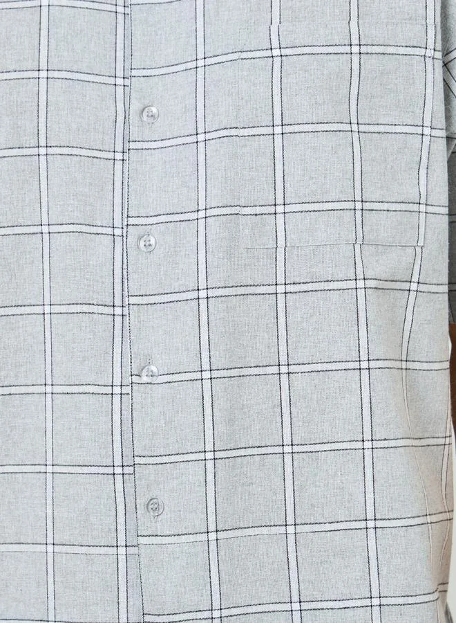 Styli  Grey Relaxed Checked Cotton Shirt and Pyjama Set for Men | Best Price UAE