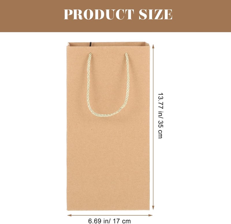 TIDTALEO 10pcs Kraft Paper Wine Bottle Holder Bags with Handles, Thickened Yellow Cowhide Material, Reusable Party Wrapping Pouches for Holiday and Festival Wine Present Packaging - Image 2