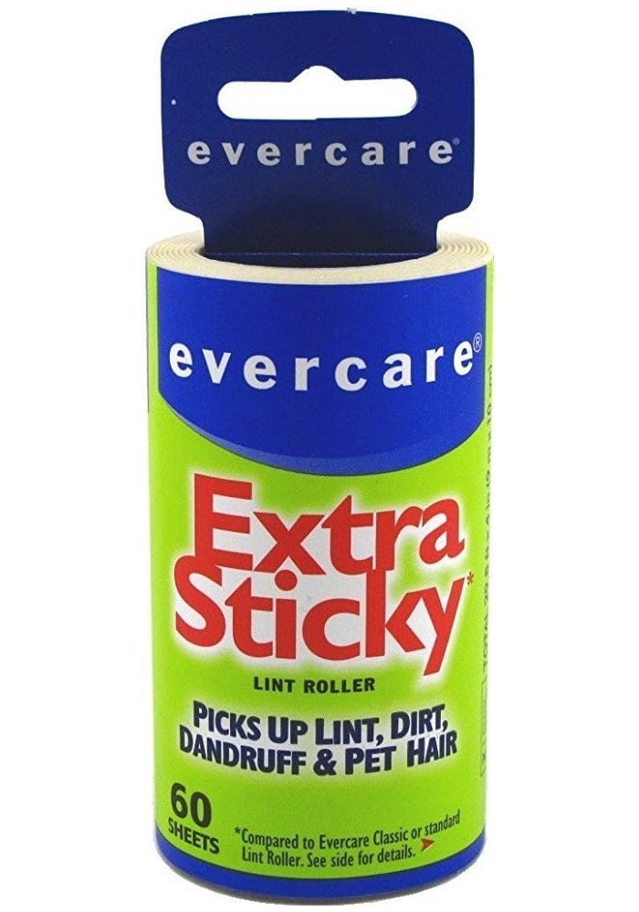 Evercare Extra Sticky Lint Roller Refill - 60 Sheets for Pet Hair and Lint Removal