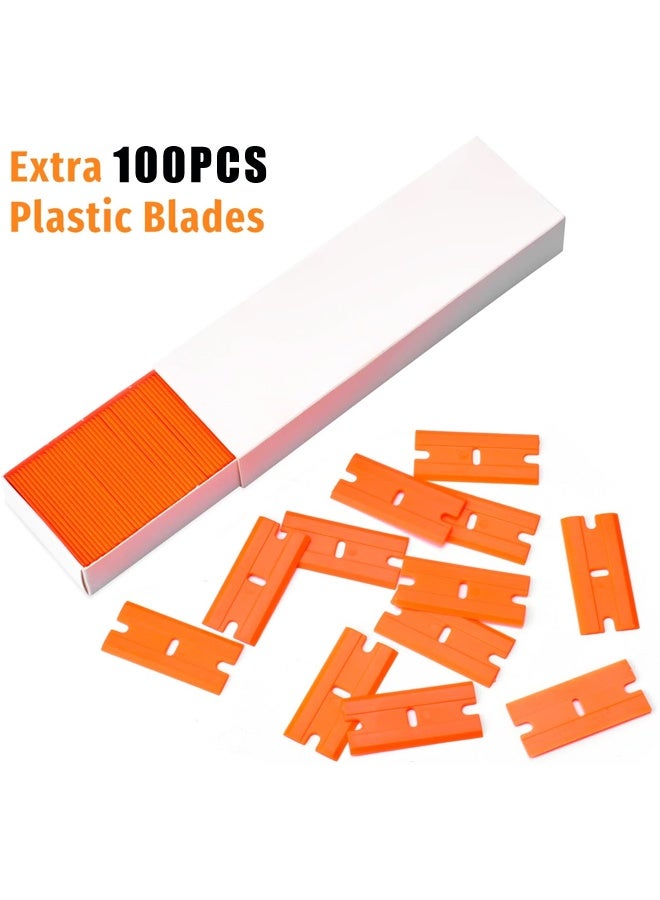 2 Pack Razor Scraper with 100 Pcs Razor Blades for Removing Glue, Sticker, Decals, Tint from Car Window and Glass - Image 4