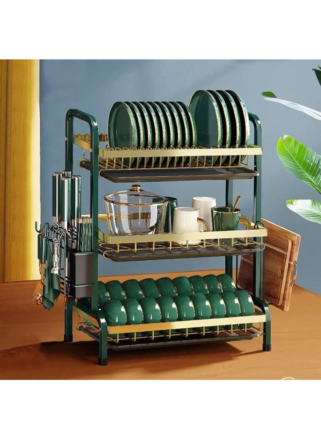 Generic - 3 Tier Metal Dish Drying Racks, Imported Anti-Rust and Shredding, Designed for Cups, Cups and Knives - Image 1