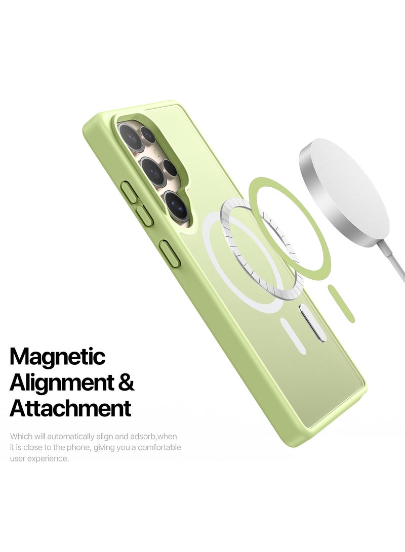 دوكس دوتشيز ياند جراب لموبايل سامسونج جلاكسي اس 25 الترا متوافق مع ماج سيف، جراب نحيف مضادة للصدمات وشفافة غير لامعة ومضادة للخدش ومضادة للصدمات مصنع من البولي يوريثين الحراري بولي كربونات البولي بروبلين سيليكون - اخضر ليموني - Image 5