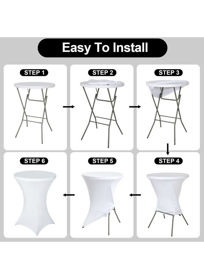 FestiCorp Spandex Table Cover, Cocktail Fitted Tablecloths, Round Highboy Stretch Table Covers Cloths for Party, DJ, Bar, Wedding, Birthday, Banquet, White, 30"-32" Diameter x 40"-43" Height - Image 5
