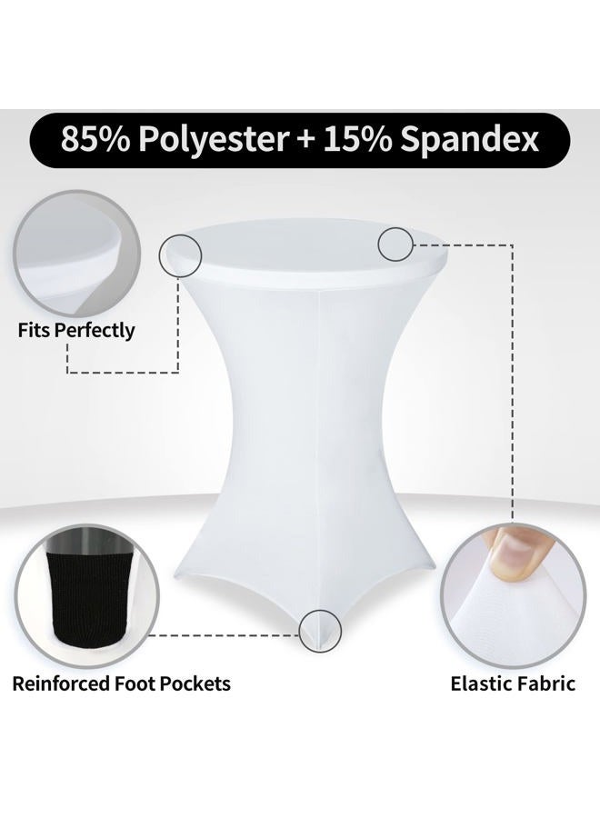 FestiCorp Spandex Table Cover, Cocktail Fitted Tablecloths, Round Highboy Stretch Table Covers Cloths for Party, DJ, Bar, Wedding, Birthday, Banquet, White, 30"-32" Diameter x 40"-43" Height - Image 4