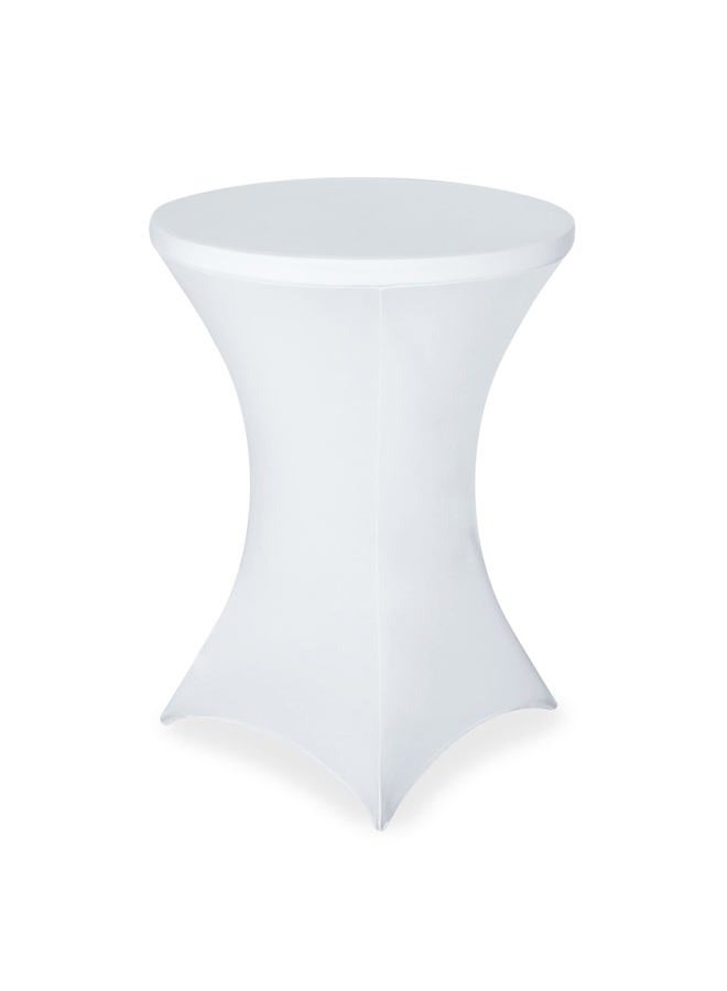 FestiCorp Spandex Table Cover, Cocktail Fitted Tablecloths, Round Highboy Stretch Table Covers Cloths for Party, DJ, Bar, Wedding, Birthday, Banquet, White, 30"-32" Diameter x 40"-43" Height - Image 1