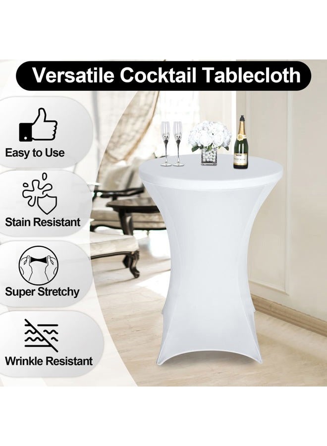 FestiCorp Spandex Table Cover, Cocktail Fitted Tablecloths, Round Highboy Stretch Table Covers Cloths for Party, DJ, Bar, Wedding, Birthday, Banquet, White, 30"-32" Diameter x 40"-43" Height - Image 2