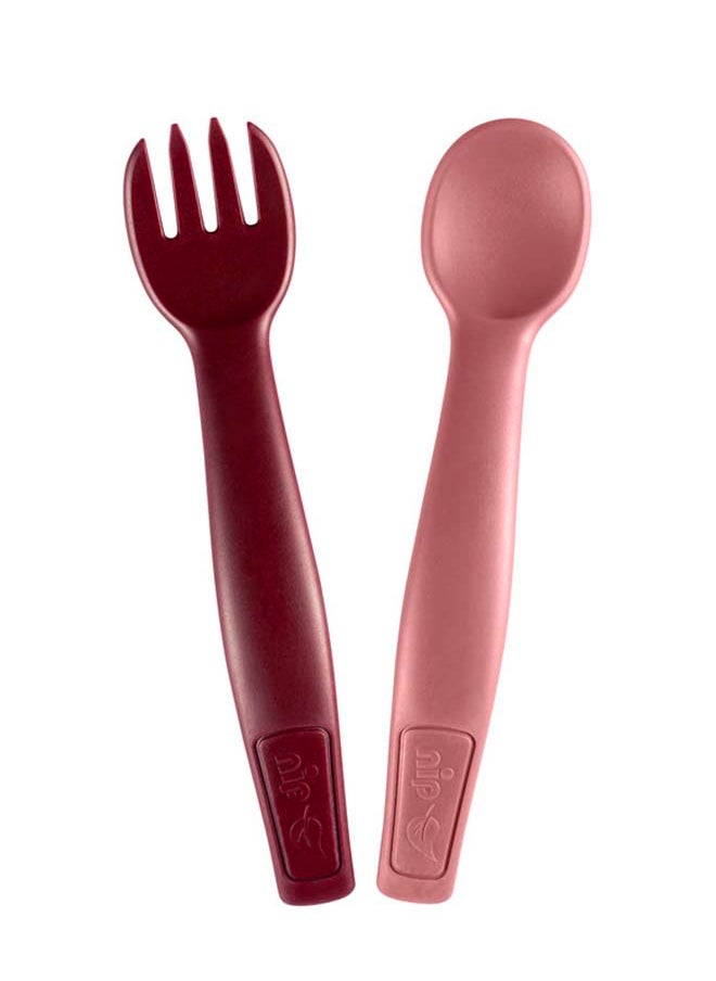 nip Eco-Friendly Spoon And Fork Cutlery Set, Red, 2 Pieces  - Image 1