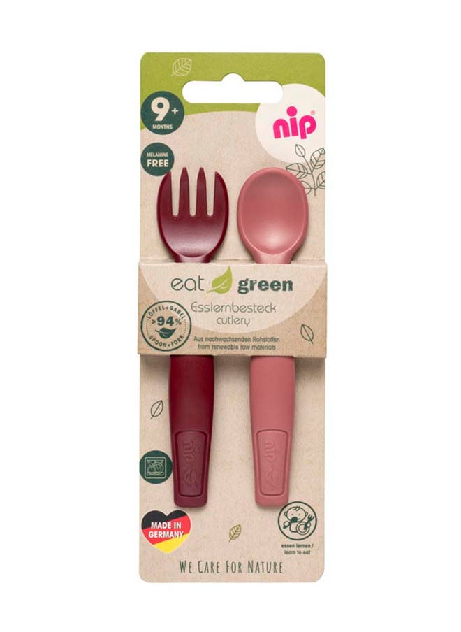 nip Eco-Friendly Spoon And Fork Cutlery Set, Red, 2 Pieces  - Image 2