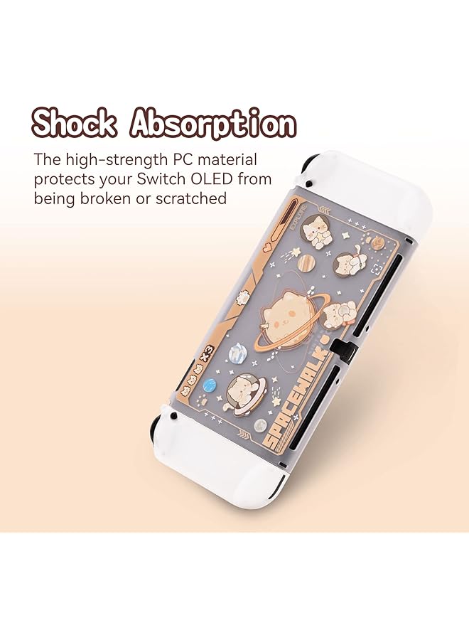 GEEKSHARE Protective Case Slim Cover Case Compatible With Switch Oled And Joystick Shock Absorption And Anti Scratch Space Cat - Image 4