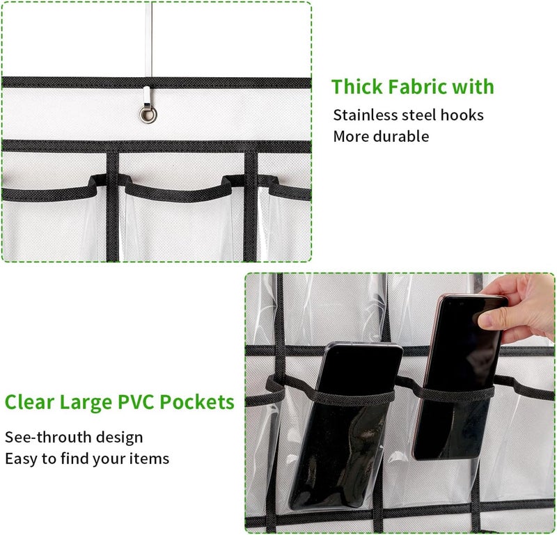 ANSTROUT 42 Clear Pockets Classroom Pocket Chart for Cell Phones and Calculator, Pocket Chart Organizer for Classroom Phone Storage Holder with 42 Number Sticker and Hooks (White) - Image 5