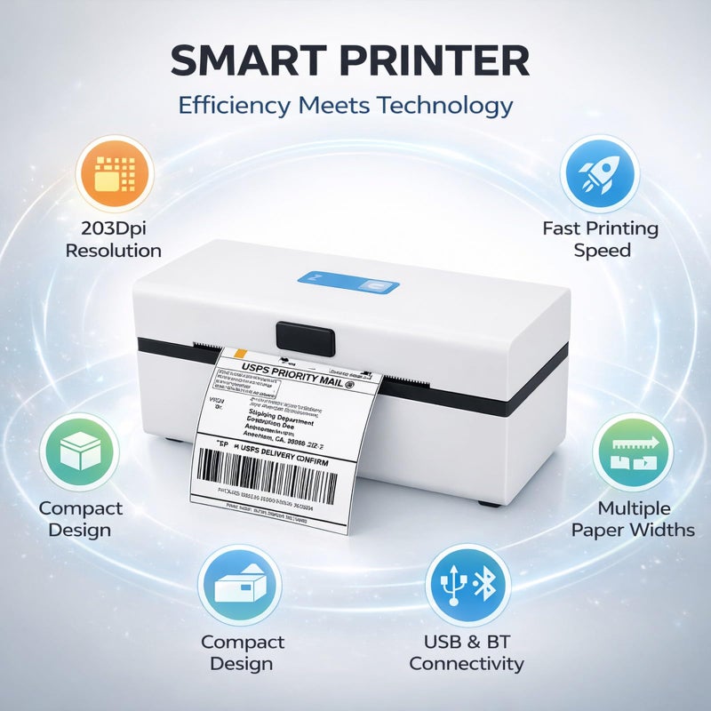 Thermal Label Printer 112mm Paper Width USB Bluetooth 220mm Per Second Shipping Retail - Image 4