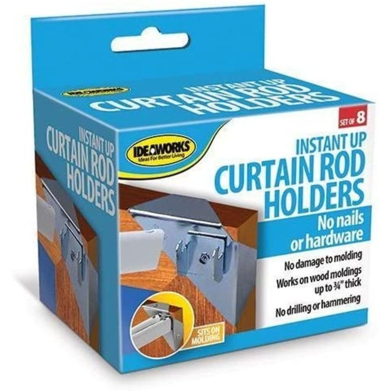 IdeaWorks Instant Holders-Curtain Rod Brackets No Drilling-Perfect for Hanging on Any Wall (JT1851/8)
