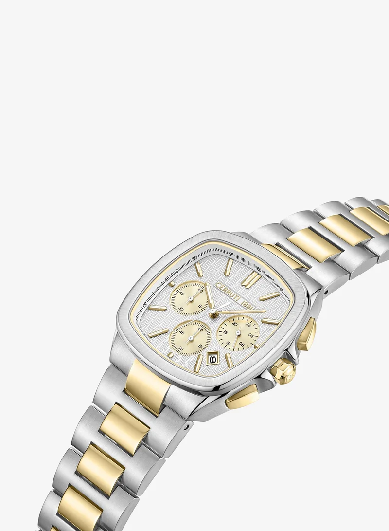 شيروتي 1881 Casale Men's 42mm Chronograph Watch with Two-toned Stainless Steel Bracelet, White Dial & Sapphire Coated Glass