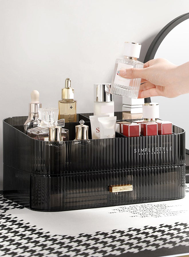 Sharpdo Makeup Organizer with Stackable Drawers, Bathroom Vanity Organizers and Storage, Ideal for Desk and Dresser Countertops, Great for Cosmetics , skincare, Lipsticks, Nail Care（Tray + 1 Drawer） - Image 3