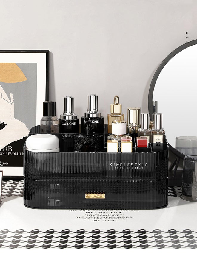 Sharpdo Makeup Organizer with Stackable Drawers, Bathroom Vanity Organizers and Storage, Ideal for Desk and Dresser Countertops, Great for Cosmetics , skincare, Lipsticks, Nail Care（Tray + 1 Drawer） - Image 4