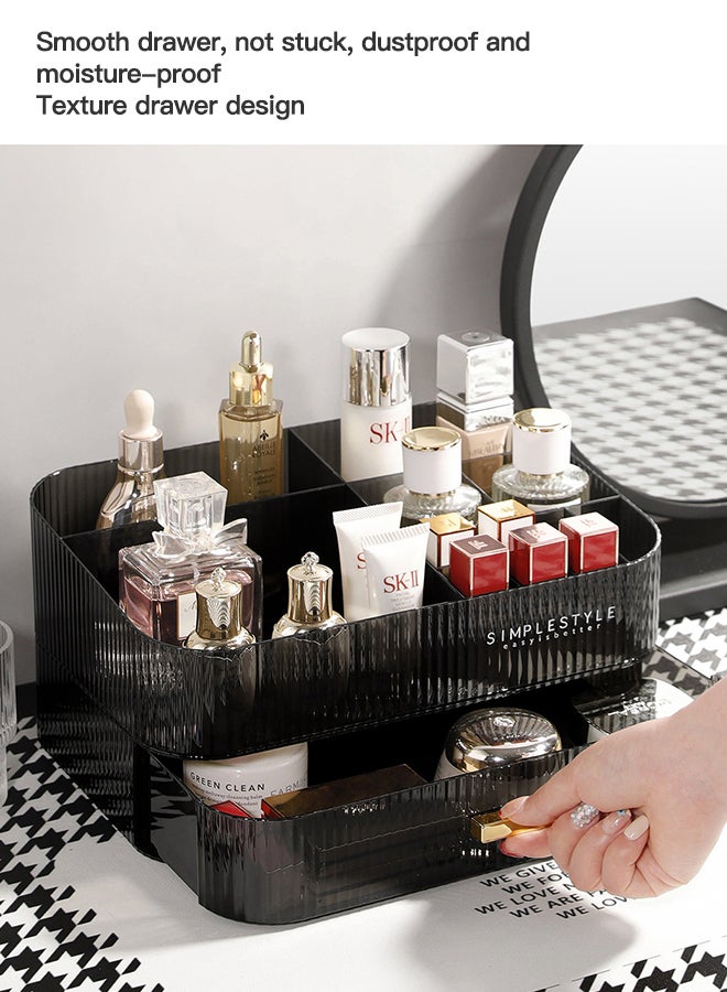 Sharpdo Makeup Organizer with Stackable Drawers, Bathroom Vanity Organizers and Storage, Ideal for Desk and Dresser Countertops, Great for Cosmetics , skincare, Lipsticks, Nail Care（Tray + 1 Drawer） - Image 5